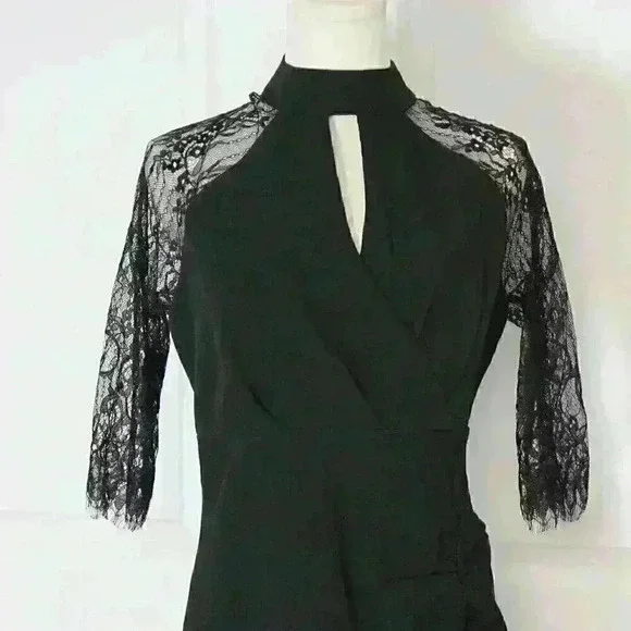 Knee length Black Lace Dress - Picture 2 of 4